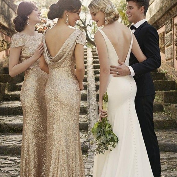 SORELLA VITA Dresses & Skirts - Sorella Vita SV Gold Sequin Dress Low Back Size 10 Gorgeous Gown Bridal Prom